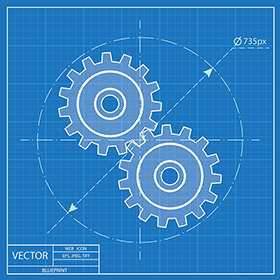 Blueprint of gears most-of-icons-collection-green-gray