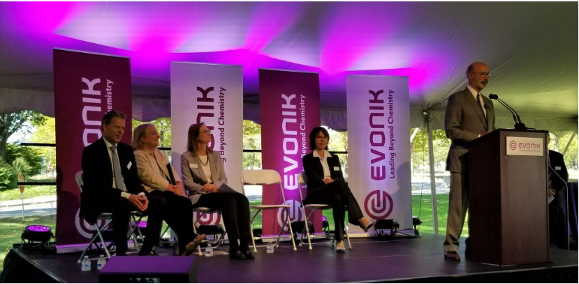ov. Tom Wolf, U.S. Rep. Susan Wild and other officials on Thursday gathered for a ribbon-cutting ceremony to help Evonik, an international leader in specialty chemicals manufacturing, celebrate its new Allentown Innovation Hub. (Ryan Kneller/WLVR News)