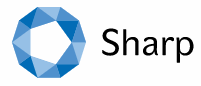 Sharp logo in blue and white