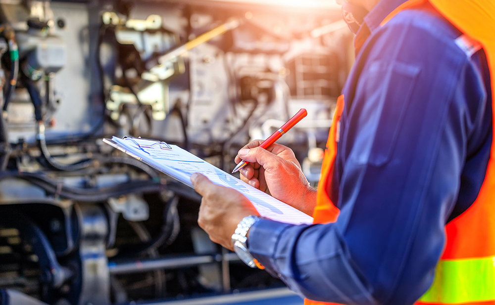 Preforming a pre-trip inspection on a truck,Concept preventive m Introduction to Preventive & Predictive Maintenance
